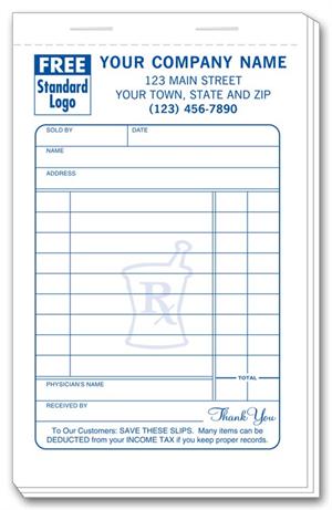 1 Large Pharmacy Sales Slips 3 3/8 x 5 1/2