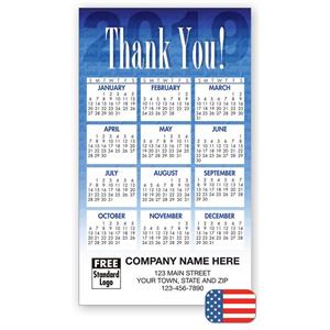 109775 2019 Blue Thank You Magnet Calendar 2 7/8