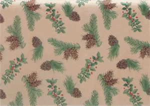 200 Sheets Holly & Pine Cones Tissue Paper 20 x 30