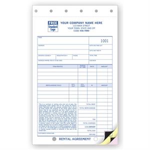 112 Rental Agreements with Carbons 5 1/2 x 8 1/2