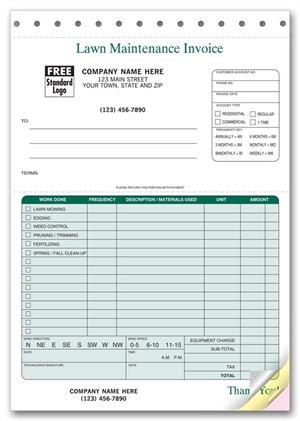 123 Lawn Maintenance Invoices 6 3/8 x 8 1/2