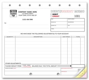 124 Debit and Credit Memos 8 1/2 x 7