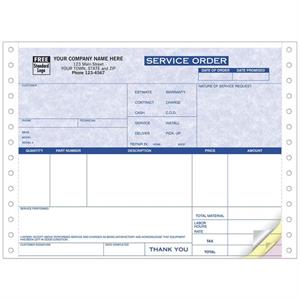 13183G Continuous Service Work Order Parchment 8 1/2 x 7