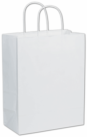 White on Kraft Paper Bags Shoppers Lindsey Handles 10 x 5 x 13