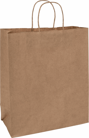 Kraft Brown Paper Bags Shoppers Escort 13 x 7 x 15 1/2