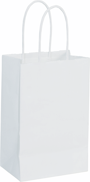 Recycled White Kraft Paper Bags Shoppers Mini Cub 5 1/4