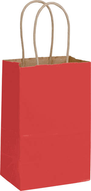 250 Brick Red Color-on-Kraft Paper Bags Shoppers 5 1/4