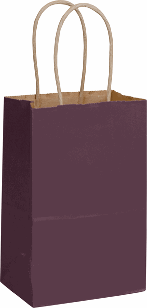 250 Plum Purple Color-on-Kraft Paper Bags Shoppers 5 1/4