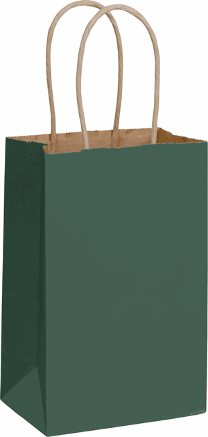 250 Forest Green Color-on-Kraft Paper Bags Shoppers 5 1/4