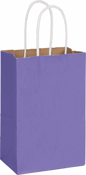 250 Radiant Electric Violet Purple Color-on-Kraft Paper Bags Shoppers 5 1/4