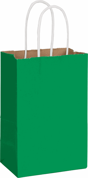 250 Radiant Spruce Green Color-on-Kraft Paper Bags Shoppers 5 1/4