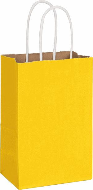 250 Radiant Sunshine Yellow Color-on-Kraft Paper Bags Shoppers 5 1/4