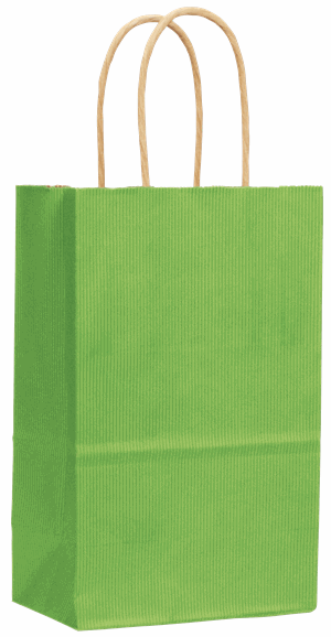 Apple Green Varnish Stripe Shoppers 5 1/4 x 3 1/2 x 8 1/4