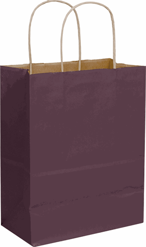 250 Plum Purple Color-on-Kraft Paper Bags Shoppers 8 1/4 x 4 3/4 x 10 1/2