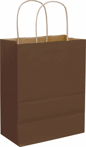 Chocolate Color-on-Kraft Shoppers 8 1/4 x 4 3/4 x 10 1/2