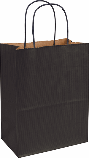 Black Varnish Stripe Shoppers 8 1/4 x 4 3/4 x 10 1/2