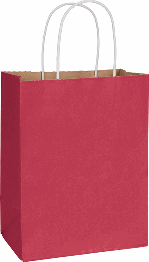 250 Radiant Crimson Red Color-on-Kraft Paper Bags Cub Shoppers 8 1/4