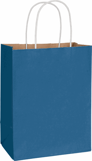 250 Radiant Nautical Blue Color-on-Kraft Paper Bags Cub Shoppers 8 1/4