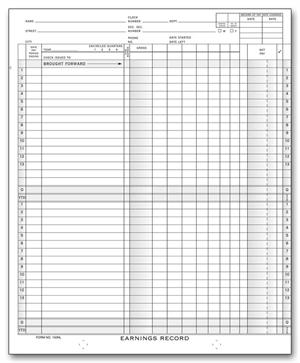 150NL Weekly Earnings Record 9 X 11
