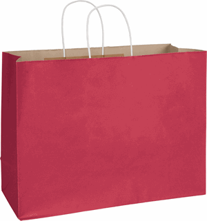 250 Radiant Crimson Red Color on Kraft Paper Bags Shoppers 16 x 6 x 12 1/2