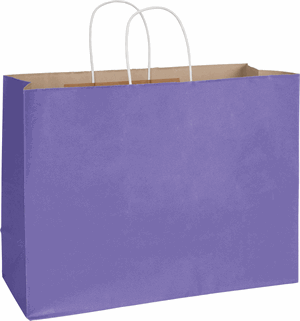 250 Radiant Electric Violet Purple Color on Kraft Paper Bags Shoppers 16 x 6 x 12 1/2