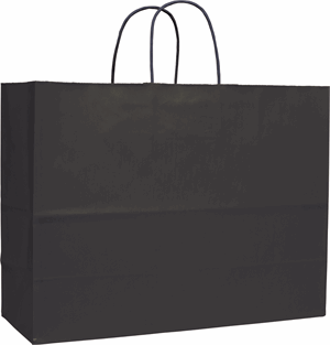 Black Varnish Stripe Kraft Paper Bags Shoppers 16 x 6 x 12 1/2