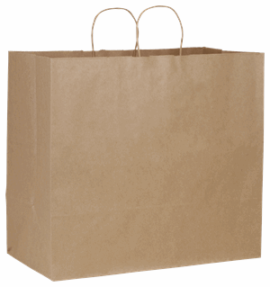 Kraft Paper Bags Shoppers Extra Jumbo 18 x 9 1/2 x 16 1/4