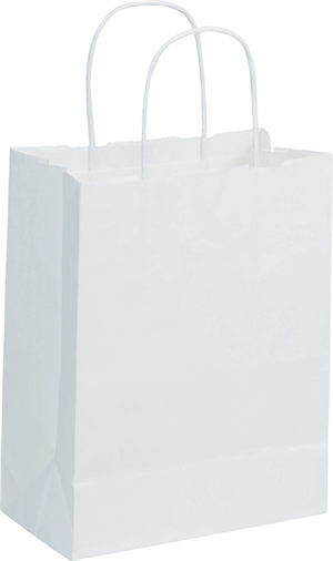 Recycled White Kraft Paper Bags Shoppers Cub 8 1/4 x 4 3/4 x 10 1/2