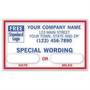 1690 Static Cling Windshield Label Custom Message 2 1/2 x 1 1/2