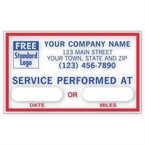 1690F Service Performed At Static Cling Windshield Labels 2 1/2 x 1 1/2