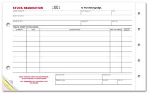 1700 Stock Requisition Forms 5 1/2 x 9 1/4