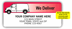 1711 We Deliver Labels with Van Design Layout FAD 3 1/16 x 1 5/16