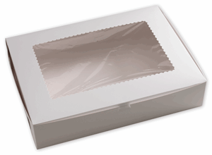 19144W-126 White Windowed Bakery Boxes 1 Piece 19 x 14 x 4