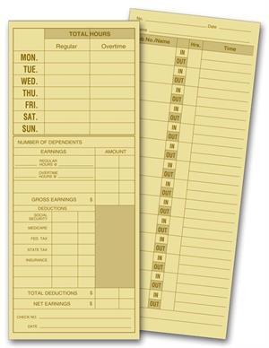 224 Daily Job Time Card 3 1/2 x 8 1/2