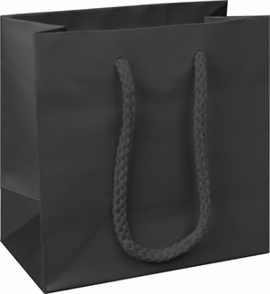 Premium Black Matte Paper Bags Euro-Shoppers 6 1/2 x 3 1/2 x 6 1/2