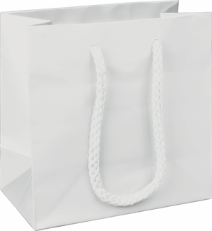 Premium White Matte Paper Bags Euro-Shoppers 6 1/2 x 3 1/2 x 6 1/2