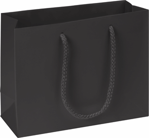 Premium Black Matte Paper Bags Euro-Shoppers 9 x 3 1/2 x 7