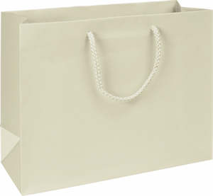 100 Premium Ivory Matte Laminated Paper Bags Euro-Shoppers 13 x 5 x 10