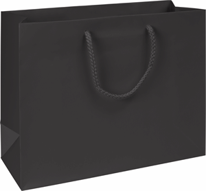 Premium Black Matte Laminated Paper Bags Euro-Shoppers 13 x 5 x 10