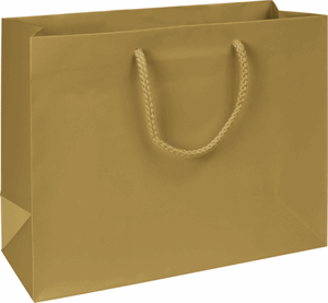 100 Premium Gold Matte Laminated Paper Bags Euro-Shoppers 13 x 5 x 10