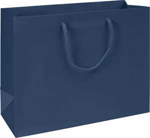 100 Premium Navy Blue Matte Laminated Paper Bags Euro-Shoppers 13 x 5 x 10