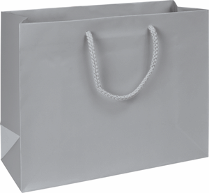 100 Premium Silver Matte Laminated Paper Bags Euro-Shoppers 13 x 5 x 10