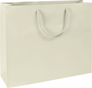 100 Premium Ivory Matte Paper Bag Euro-Shoppers Rope Handle 16 x 4 3/4 x 13