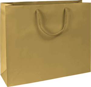100 Premium Gold Matte Paper Bag Euro-Shoppers Rope Handle 16 x 4 3/4 x 13