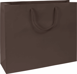 100 Premium Chocolate Brown Matte Paper Bag Euro-Shoppers Rope Handle 16 x 4 3/4 x 13