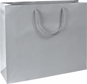 100 Premium Silver Matte Paper Bag Euro-Shoppers Rope Handle 16 x 4 3/4 x 13