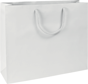 100 Premium White Matte Paper Bag Euro-Shoppers Rope Handle 16 x 4 3/4 x 13
