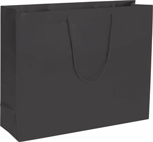 Premium Black Matte Paper Bags Euro-Shoppers 20 x 6 x 16