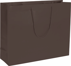 50 Premium Chocolate Brown Matte Paper Bags Euro-Shoppers 20 x 6 x 16