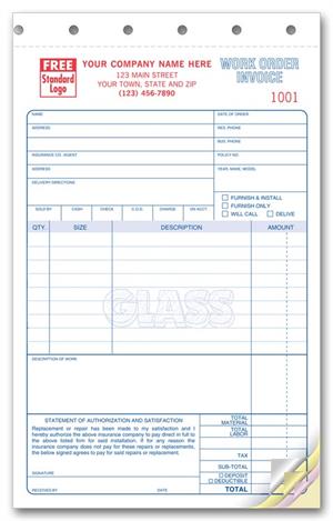 2520 Glass Repair Work Orders Sets 5 2/3 x 8 1/2